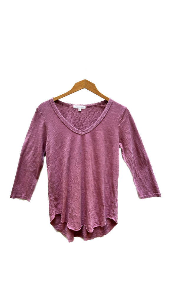 3/4 Sleeve Relaxed V-Neck in Rose Ash | Mododoc
