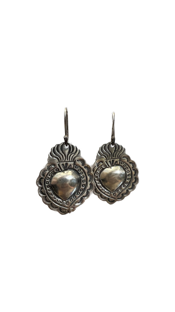 Sterling Silver Sacred Heart Earrings | Blue Jaguar Studios
