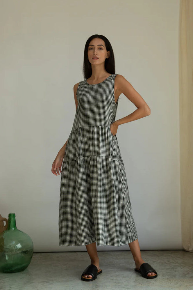 Beaumont Organic | Black and White Monochrome Checkered Dress