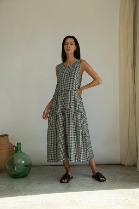 Beaumont Organic Black and White Monochrome Checkered Dress