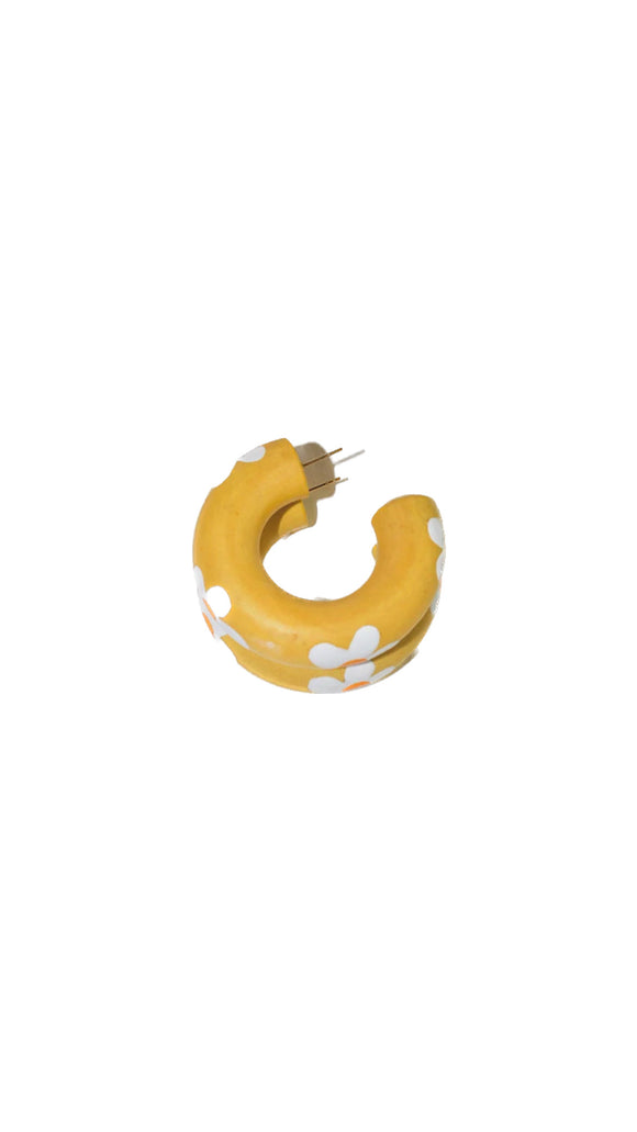 Yellow Daisy Boho Chunk Small Hoop | Binky & Lulu