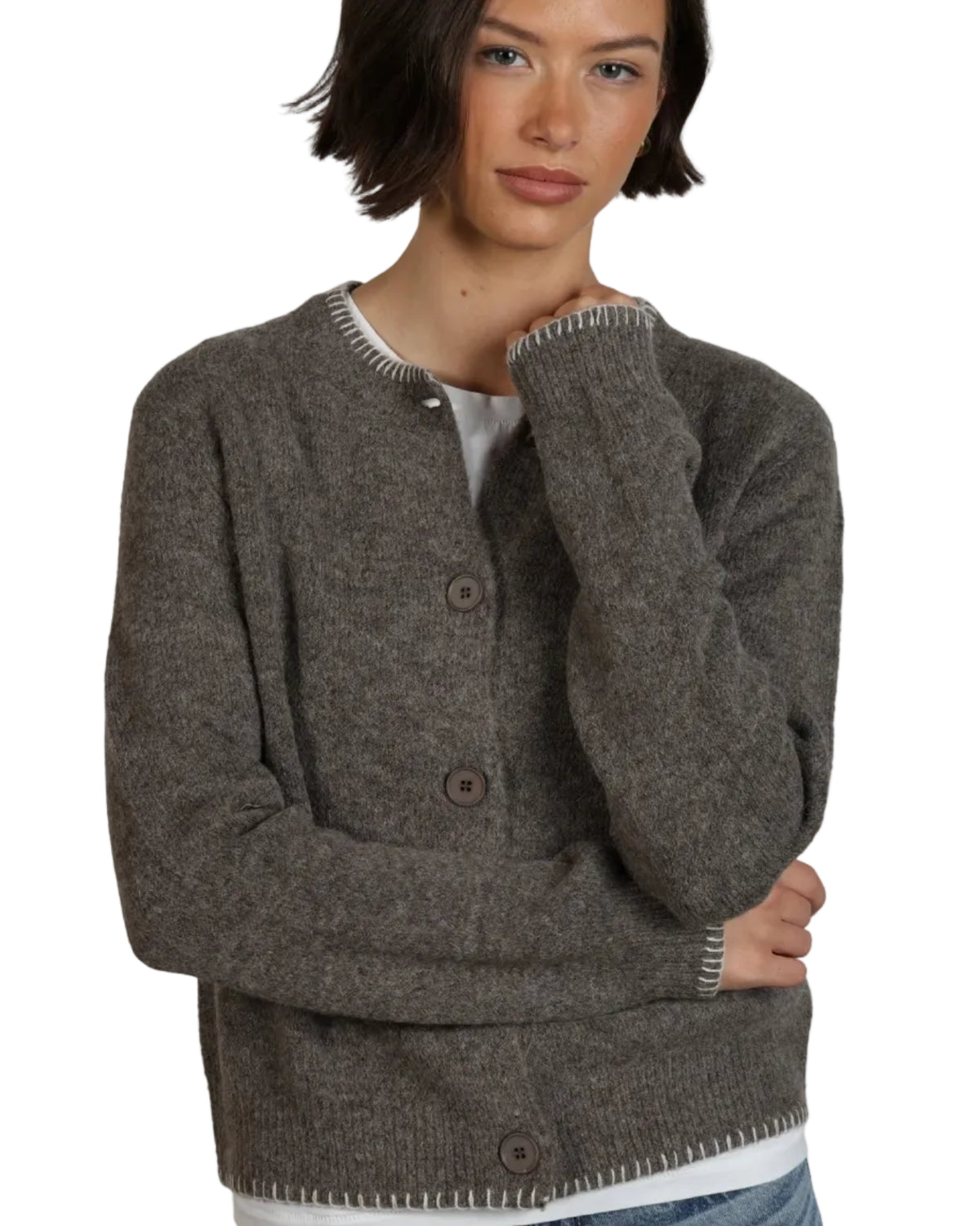 Dylan | Brown Brushed Sweater Cardigan