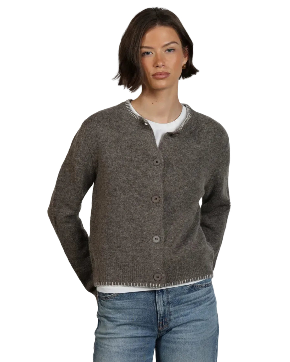 Dylan | Brown Brushed Sweater Cardigan