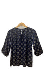 Devi Blouse in Floral Stamp Black | Mata Traders