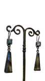 Rainbow Moonstone Square and Elongated Triangle Drop Earrings | Jane Diaz