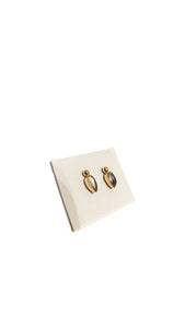 Golden Teardrop Stud Earrings with Clear Quartz Stone | Jane Diaz