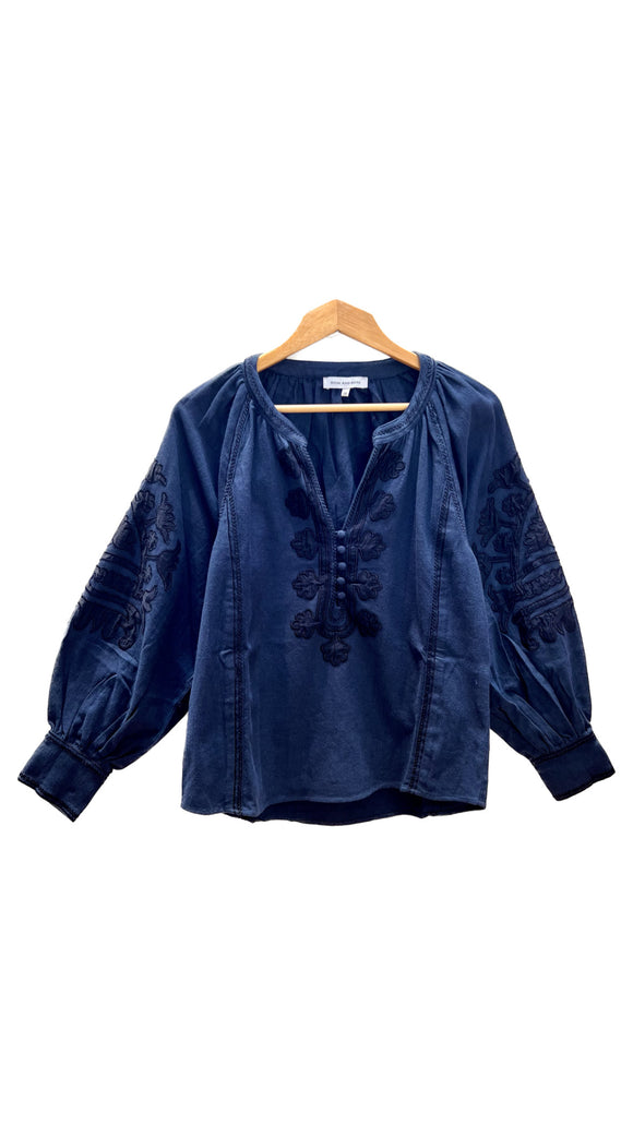 Embroidered Navy and Black Blouse | Rose and Rose