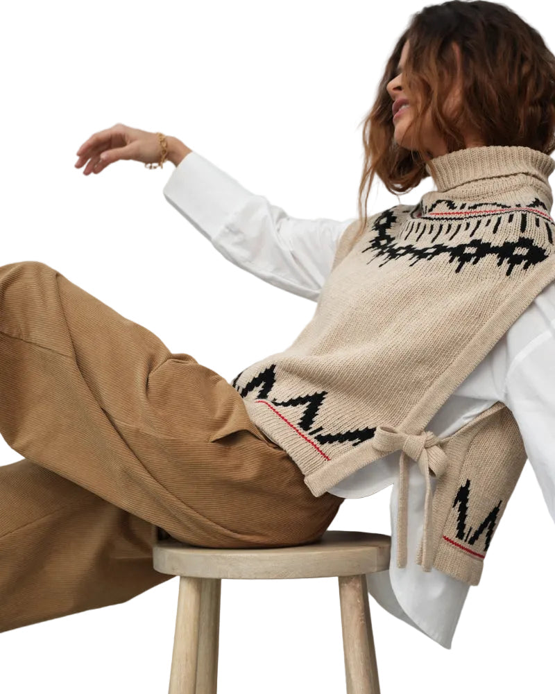 Beaumont Organic | Cream Fair Isle Tie Side Sweater Vest