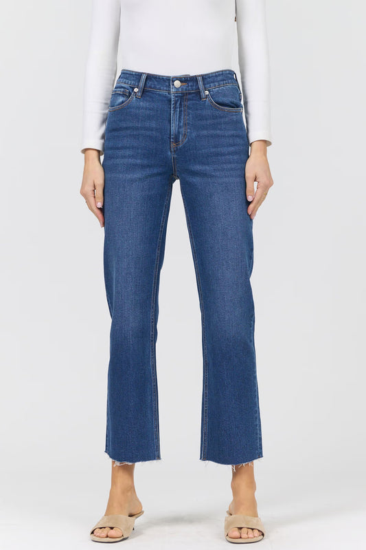 Dear John | Mid-Rise Raw Hem Straight Leg Jeans