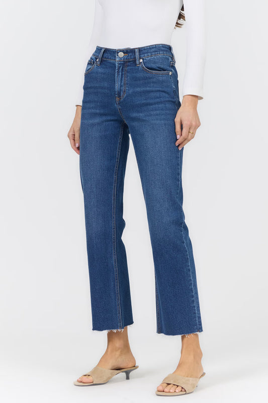 Dear John | Mid-Rise Raw Hem Straight Leg Jeans