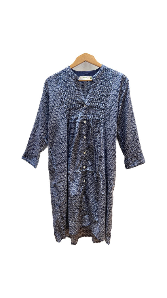 100% Cotton Purple & Gray Button Down Dress  | Dolma