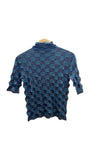Elbow Length Turtleneck in Checked Chocolate & Teal | Margaret O'Leary