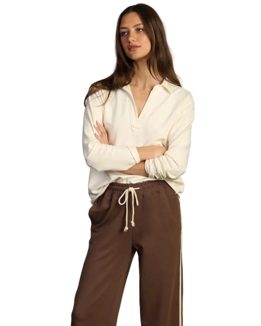 Dylan | Brown Wide Leg Pant with Side Stripe