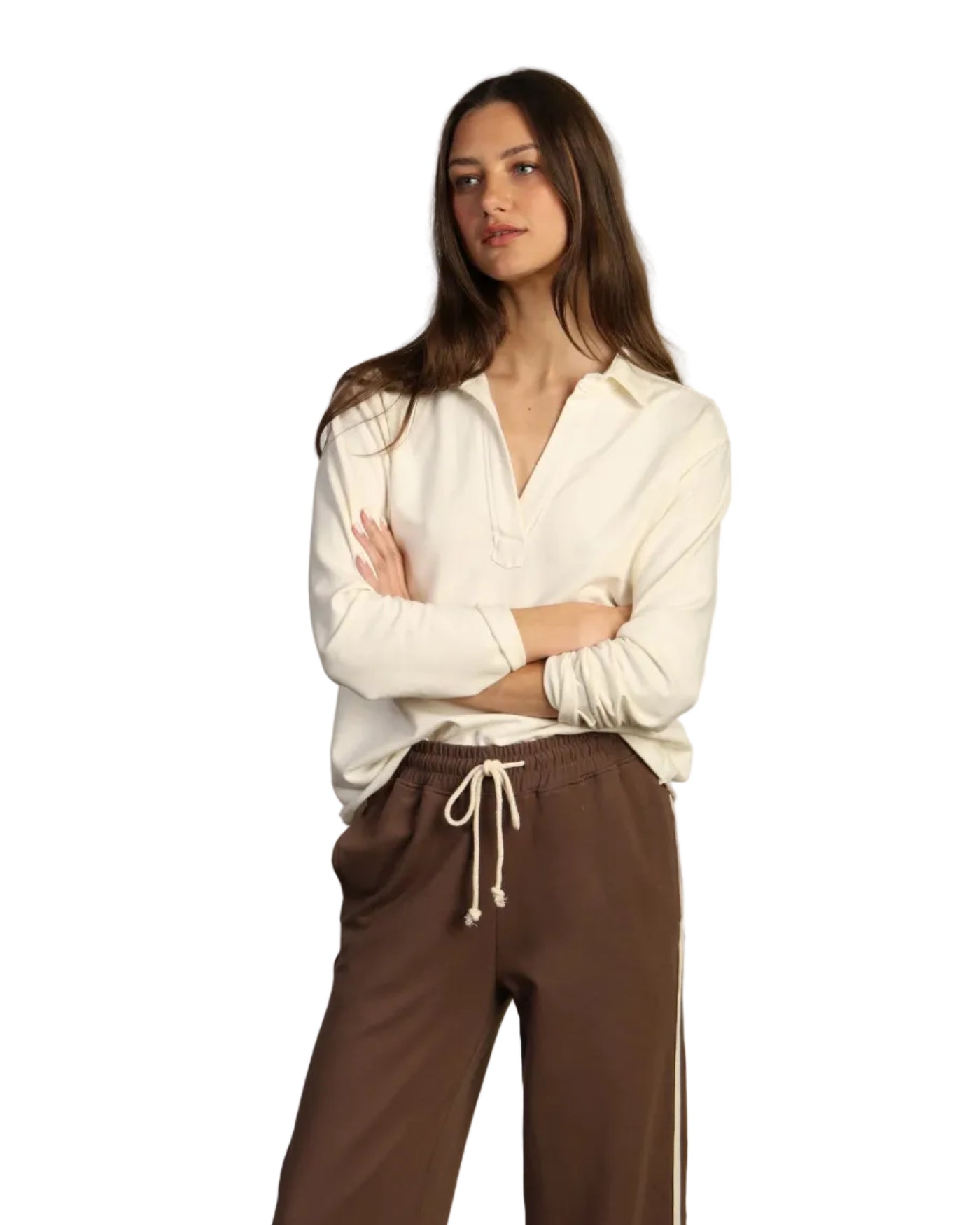 Dylan | Cream Fleece Popover Top