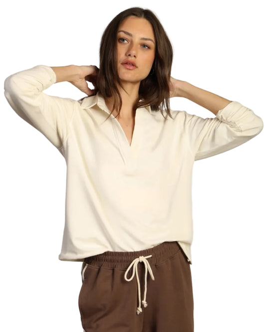 Dylan | Cream Fleece Popover Top