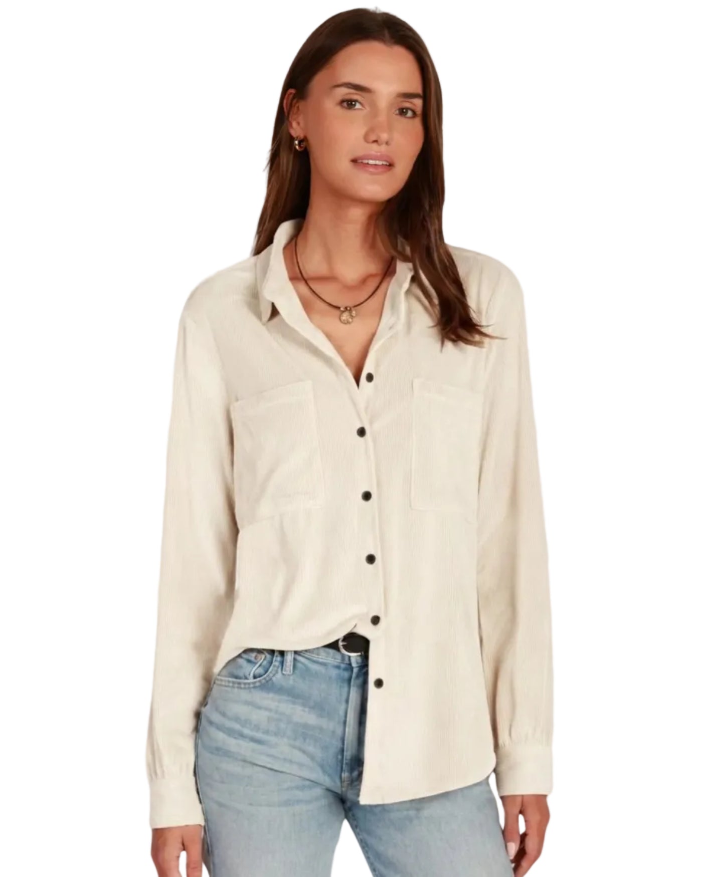 Dylan | Creamy White Cut-Cord Button Up Shirt