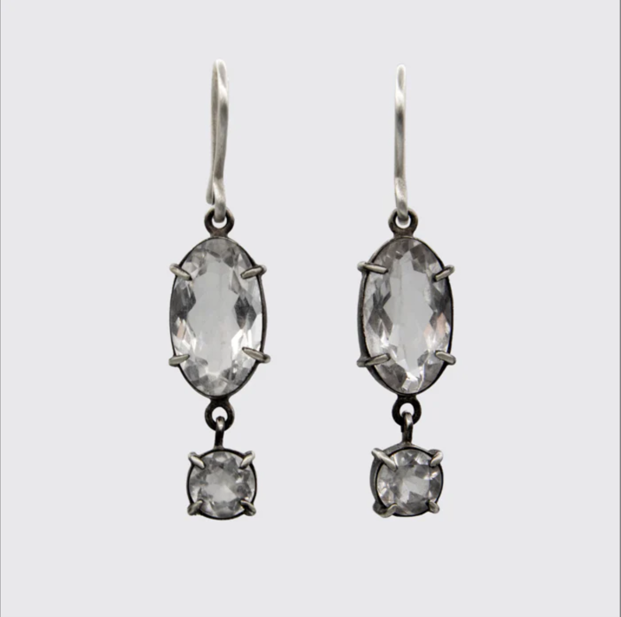 Faceted Oval and Round Drop Earrings / Jane Diaz