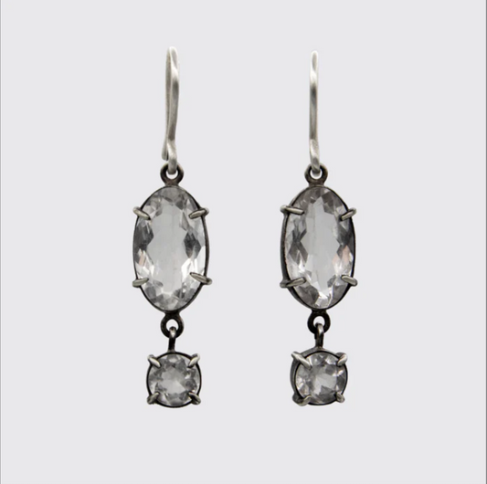 Faceted Oval and Round Drop Earrings / Jane Diaz