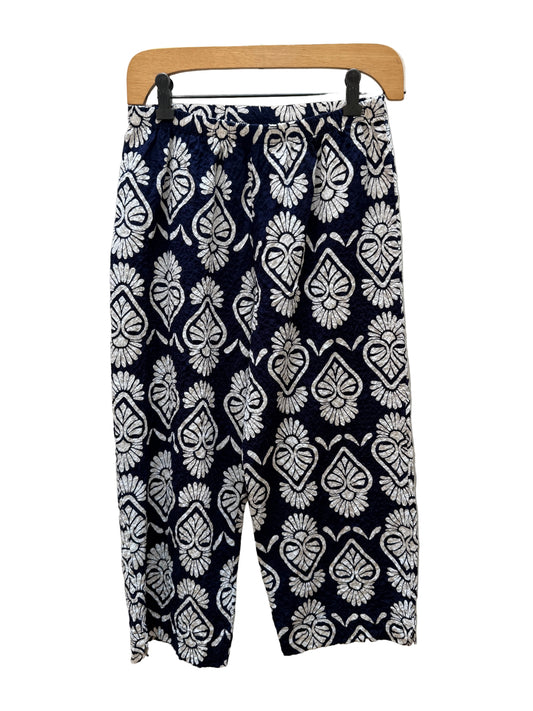 Bryn Walker Navy Blue and White Cropped Pants