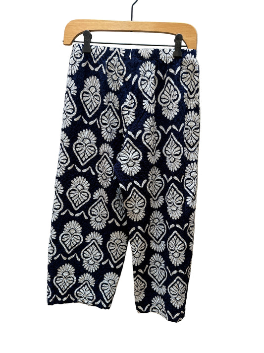 Bryn Walker Navy Blue and White Cropped Pants