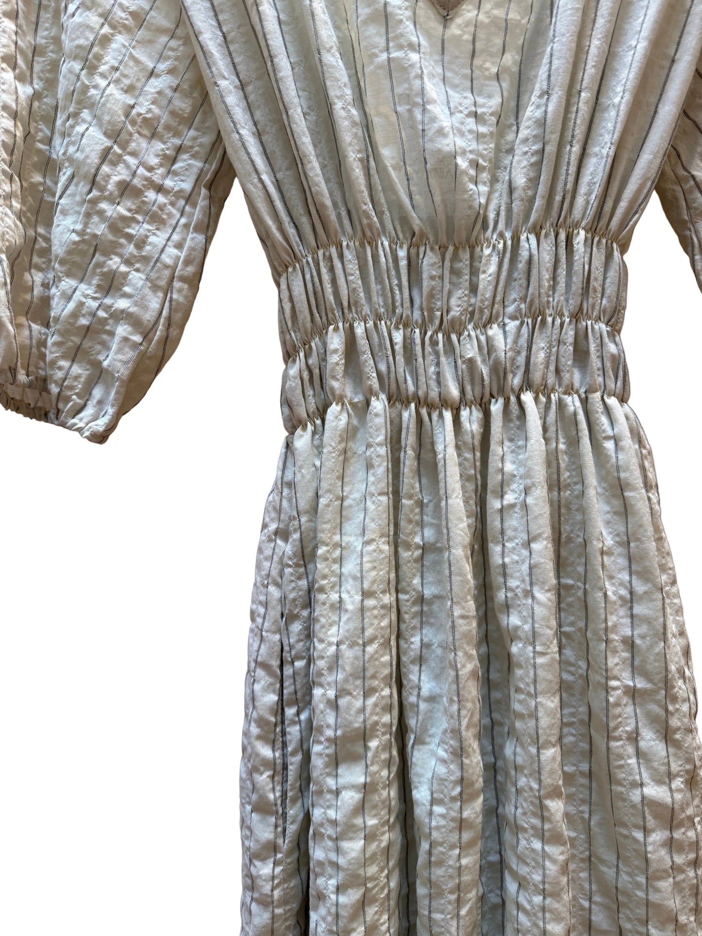 Modaspia | White Striped and Black Ticking Striped Dress