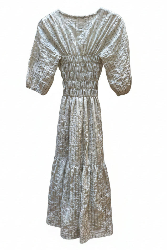 Modaspia | White Striped and Black Ticking Striped Dress