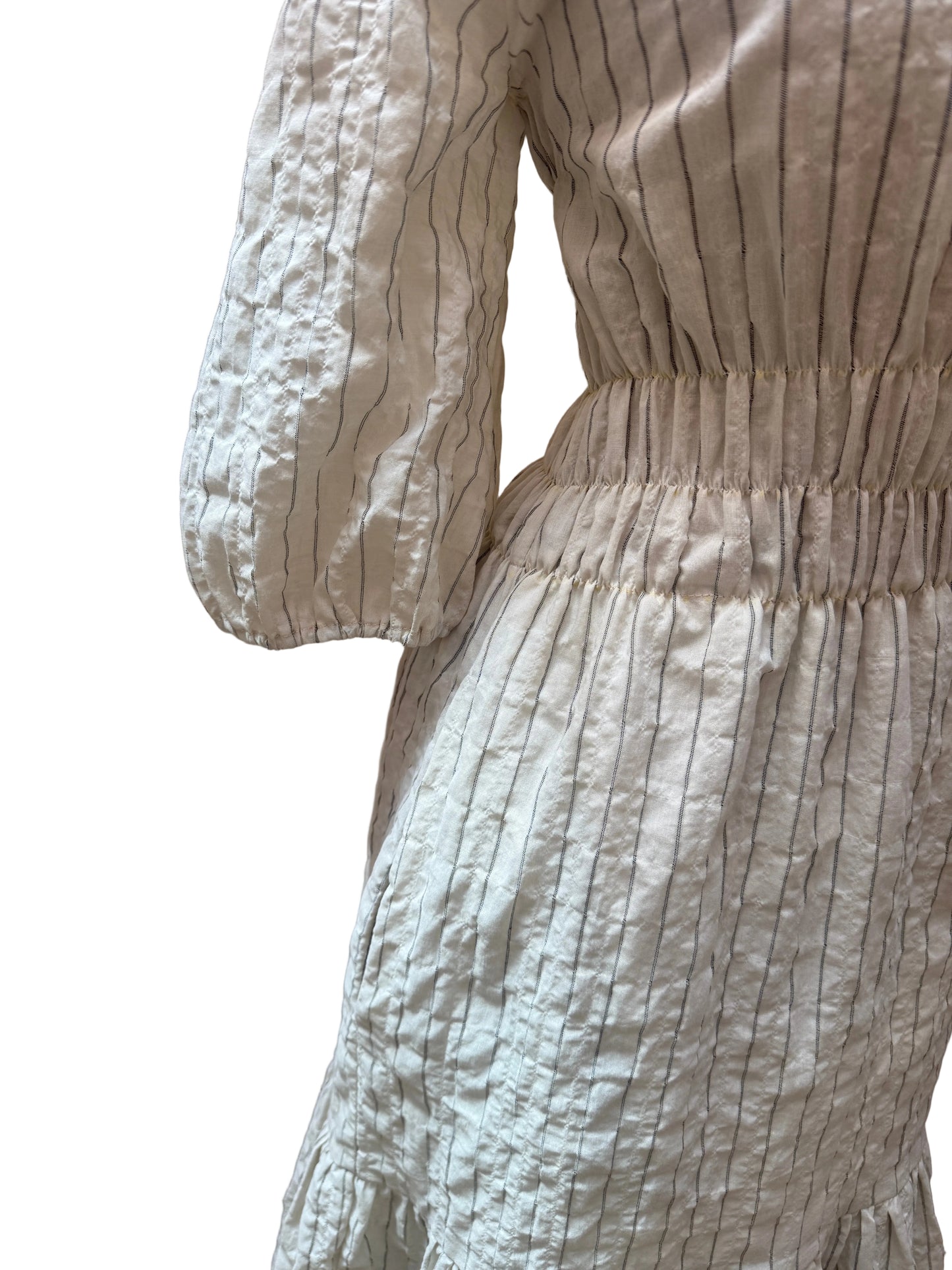 Modaspia | White and Black Striped Ticking Striped Dress