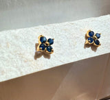 14k Gold Sapphire Flower Studs  | Shree Jewelers
