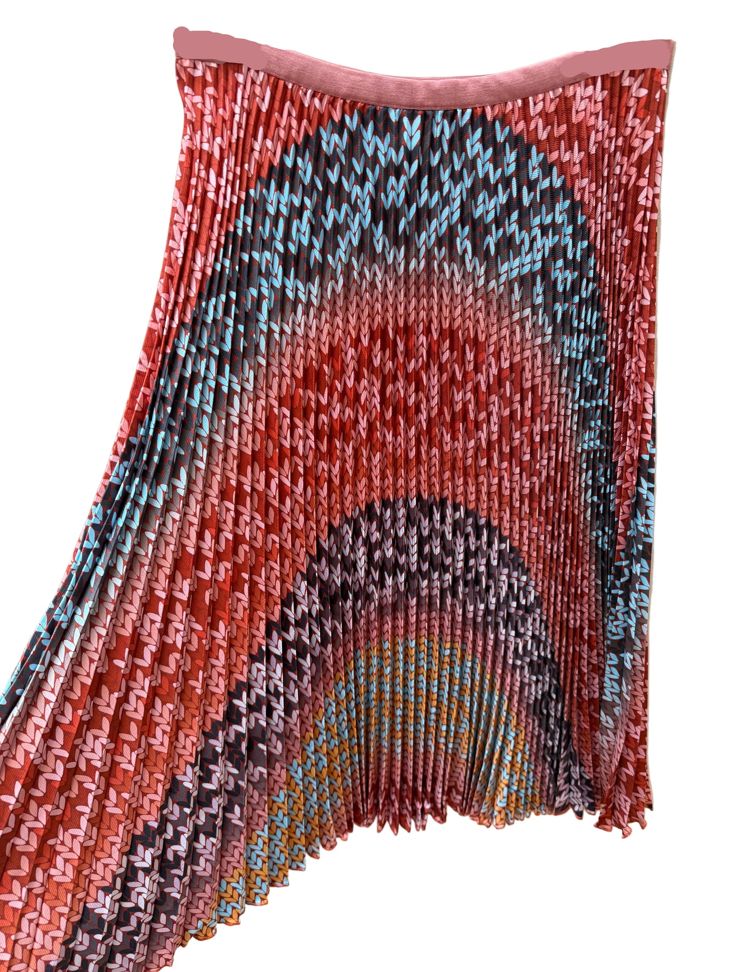 Wild Cosmos | Red Pink Blue Abstract Pattern Pleated Skirt