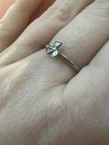 Sterling Silver Twisted Flower Ring with Sliced Diamond Band Size 7 | NOMAD