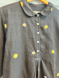 Long Sleeved Collared Polk-a-Dot Blouse | DVAA