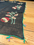 29" x 29" Vintage Black Floral Scarf Textile | Artisans in Turkey