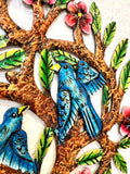 Colorful Birds in a Tree Metal Folk Art | Haitian Artisans