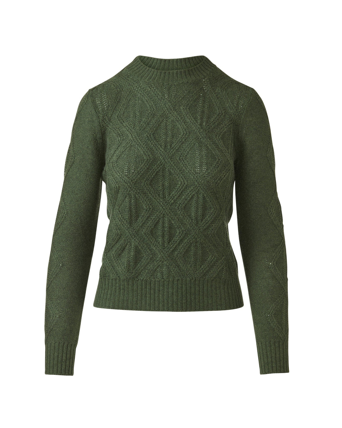 Kinross Cashmere | Dark Green Diamond Cable Sweater