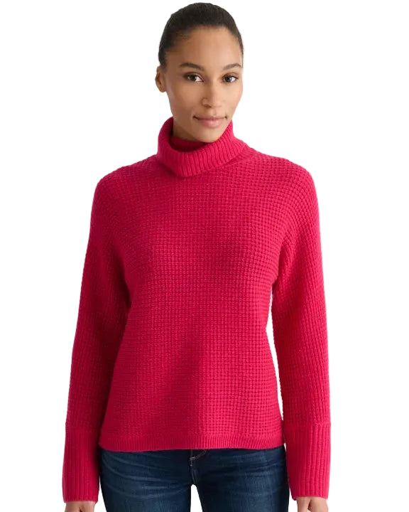 Kinross Cashmere | Pink Textured Knit Turtle Neck Sweater