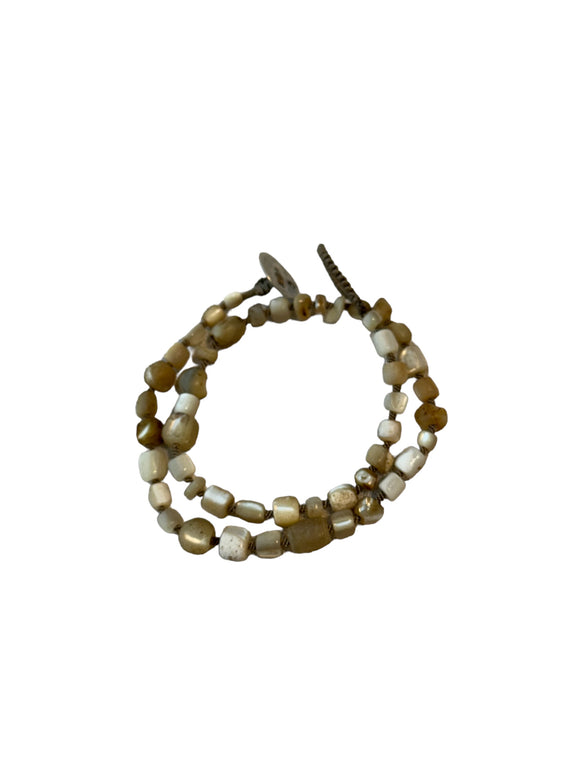 Mother of pearl prayer beads with land woven cord Bracelet | JEWELS