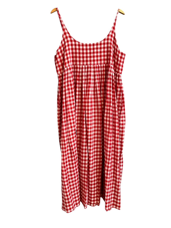 Injiri Ladies Slip Dress in Red Checkers