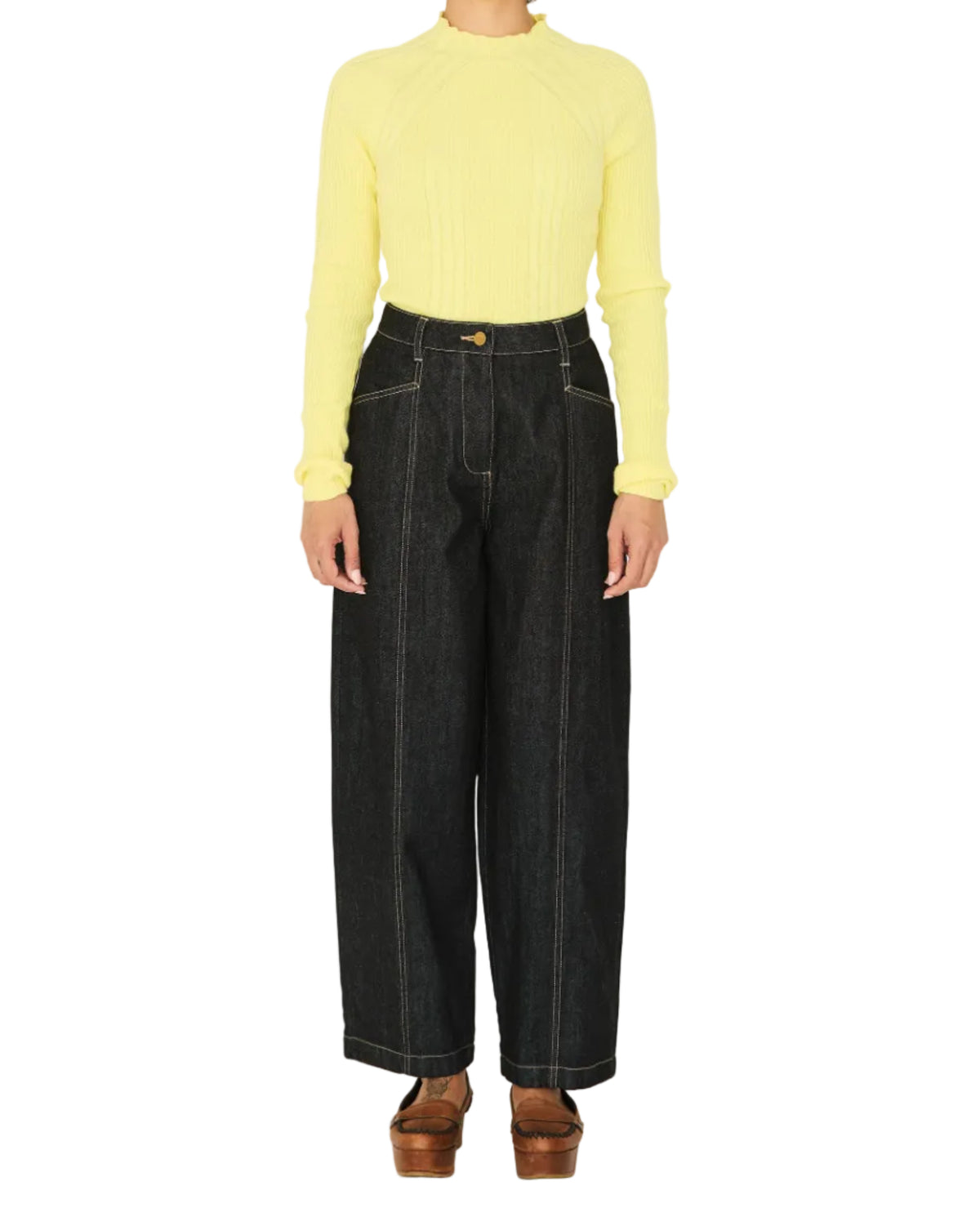 SKFK | Black Stitch Detail Barrel Jeans