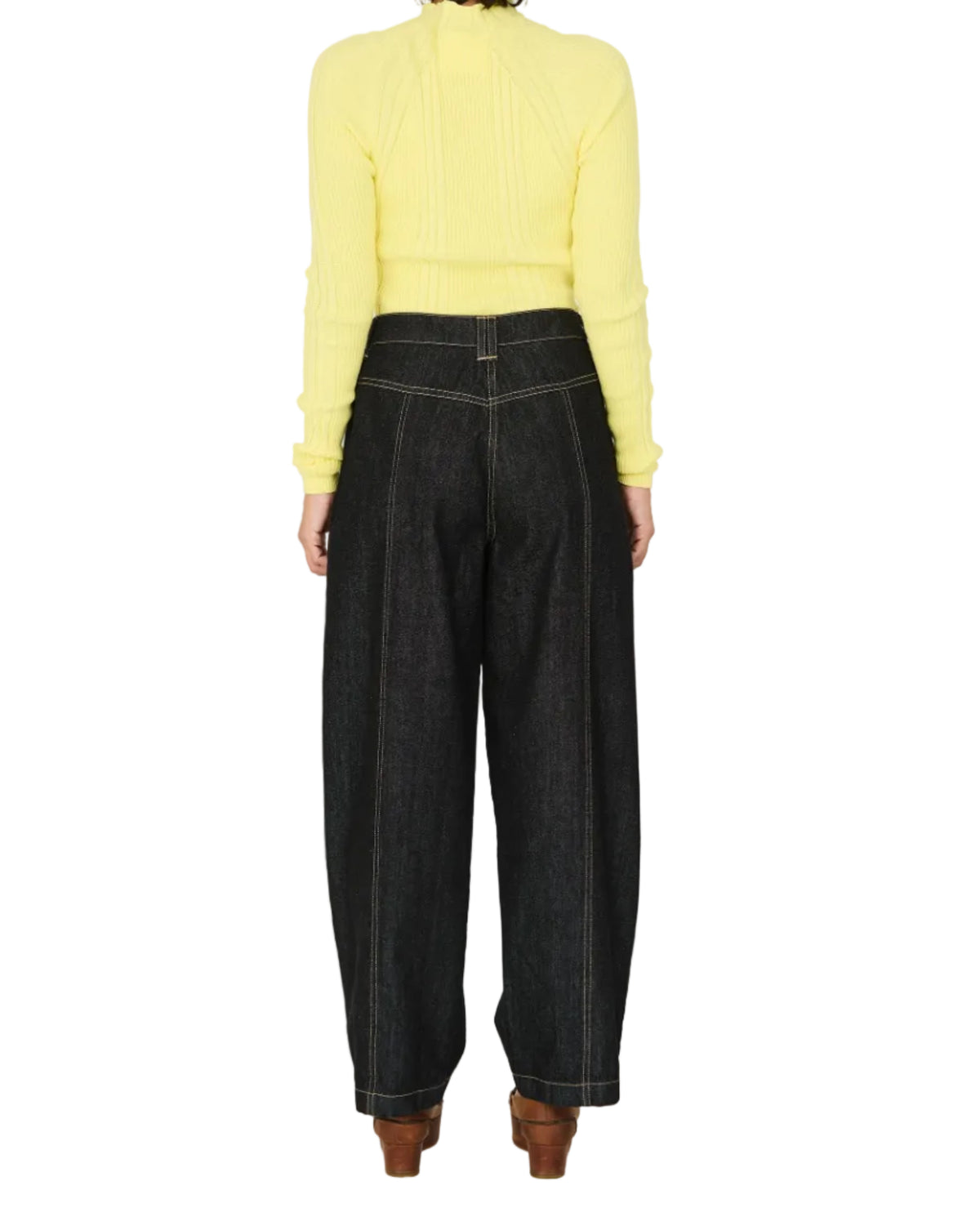 SKFK | Black Stitch Detail Barrel Jeans