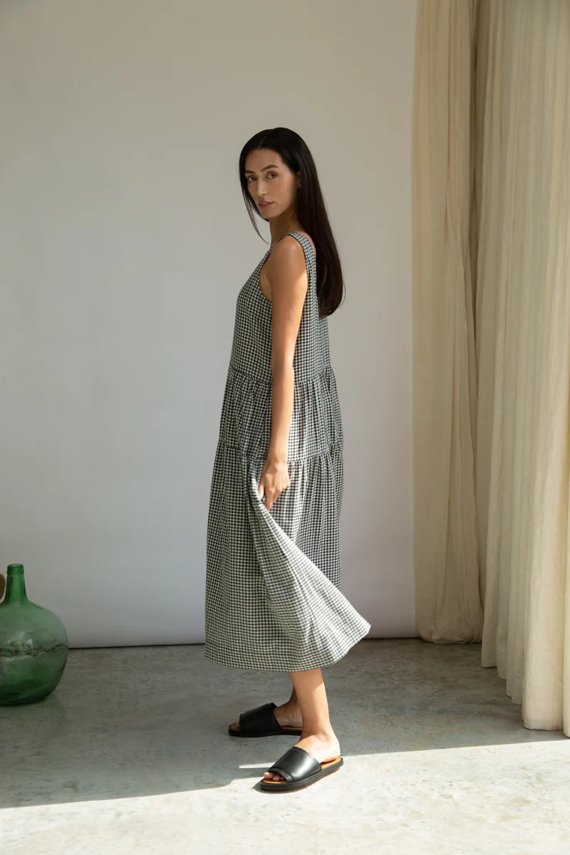 Beaumont Organic | Black and White Monochrome Checkered Dress