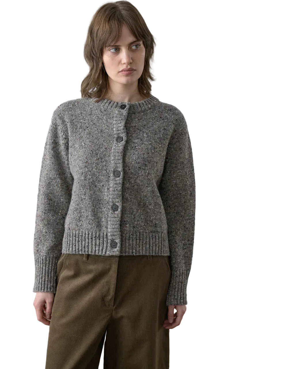 Bibico | Grey Flecked Cropped Cardigan Jumper