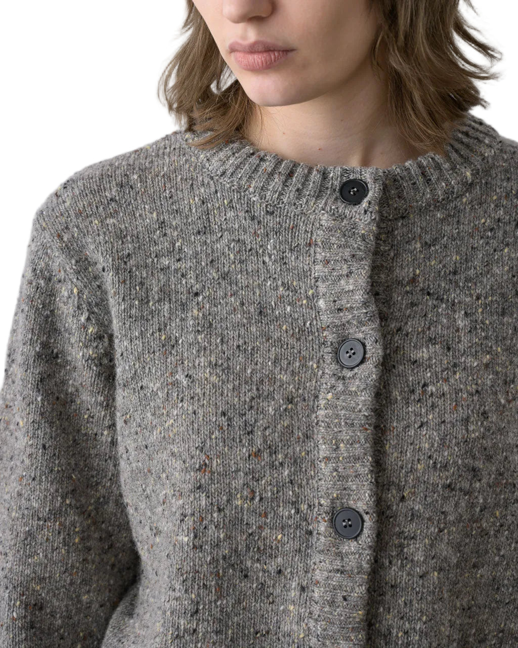 Bibico | Grey Flecked Cropped Cardigan Jumper