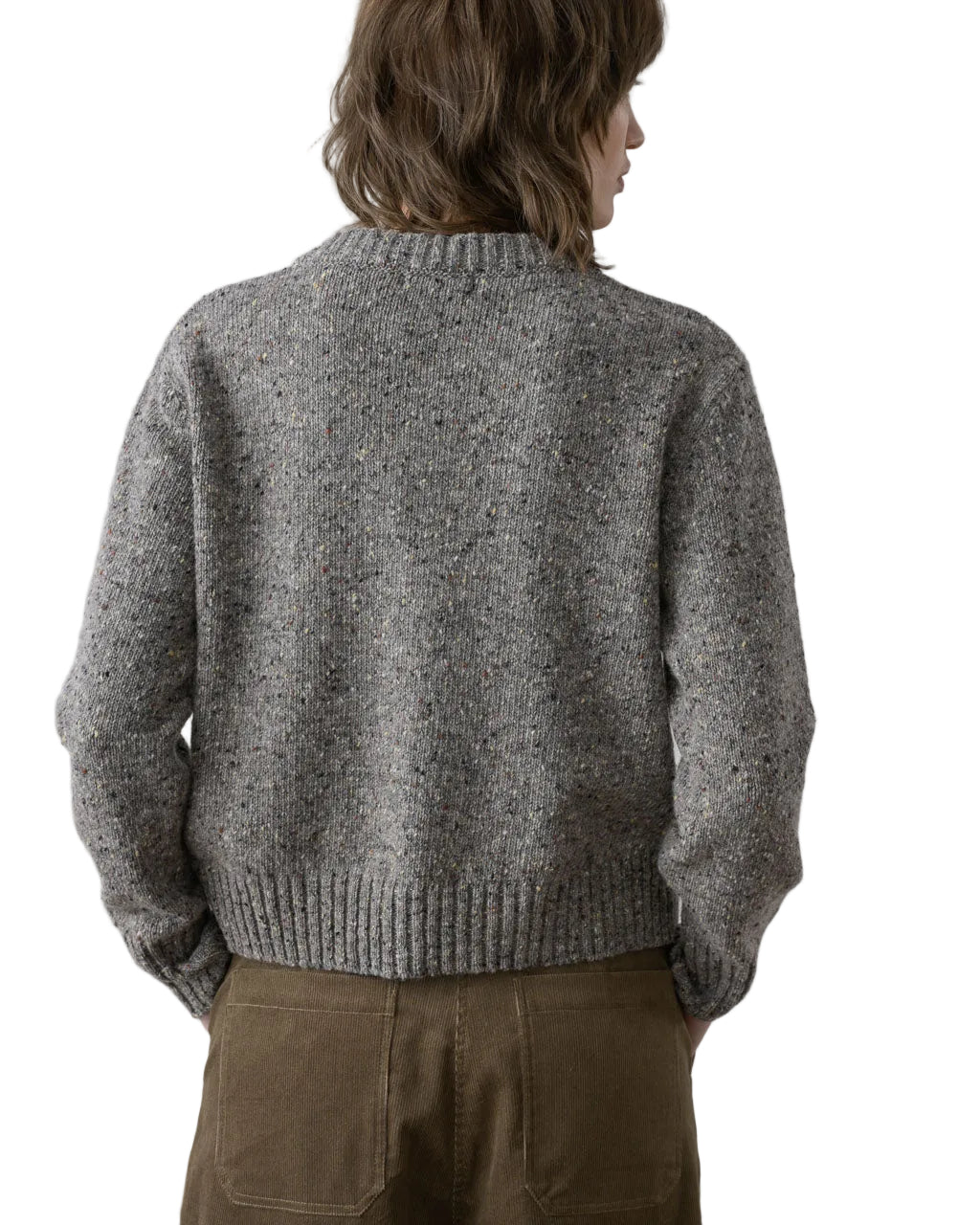 Bibico | Grey Flecked Cropped Cardigan Jumper