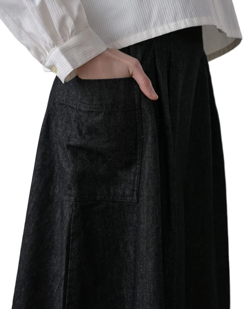 Bibico | Black Midi Side Pocket Denim Skirt