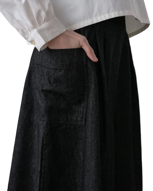 Bibico | Black Midi Side Pocket Denim Skirt