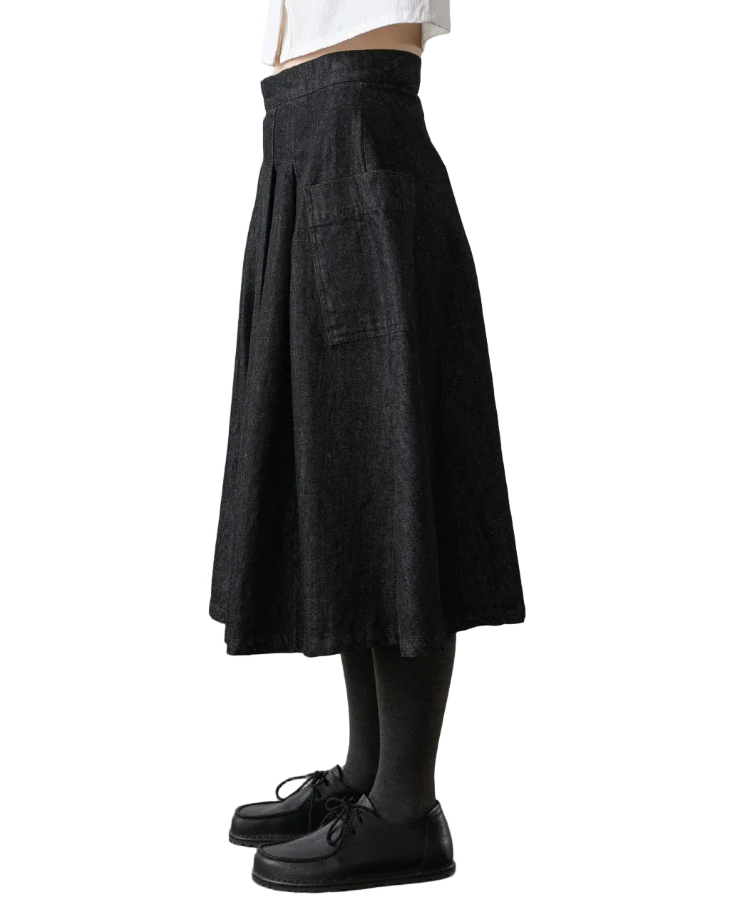 Bibico | Black Midi Side Pocket Denim Skirt