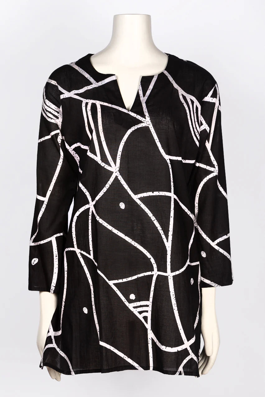 Dolma | Black Geometric Tunic