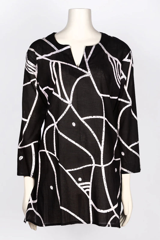 Dolma Black Geometric Tunic