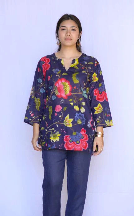 Dolma Navy Floral Tunic