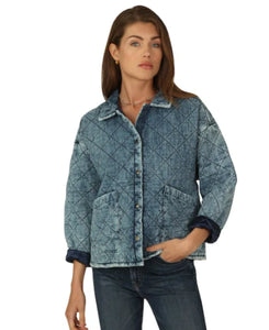 Claire Denim Satin Quilted Jacket | Dylan